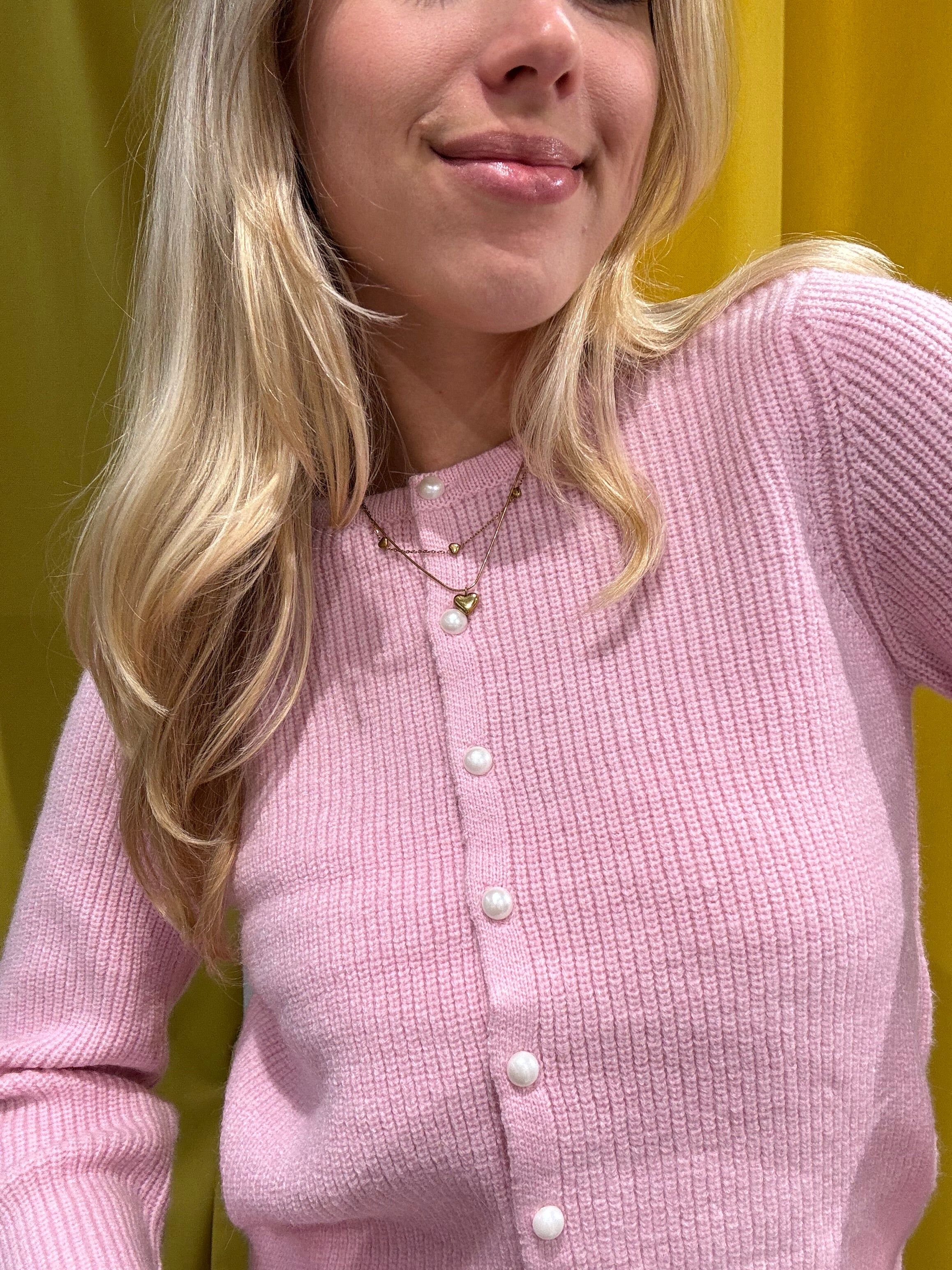 PCRIKKE Knit Cardigan - Roseate Spoonbill