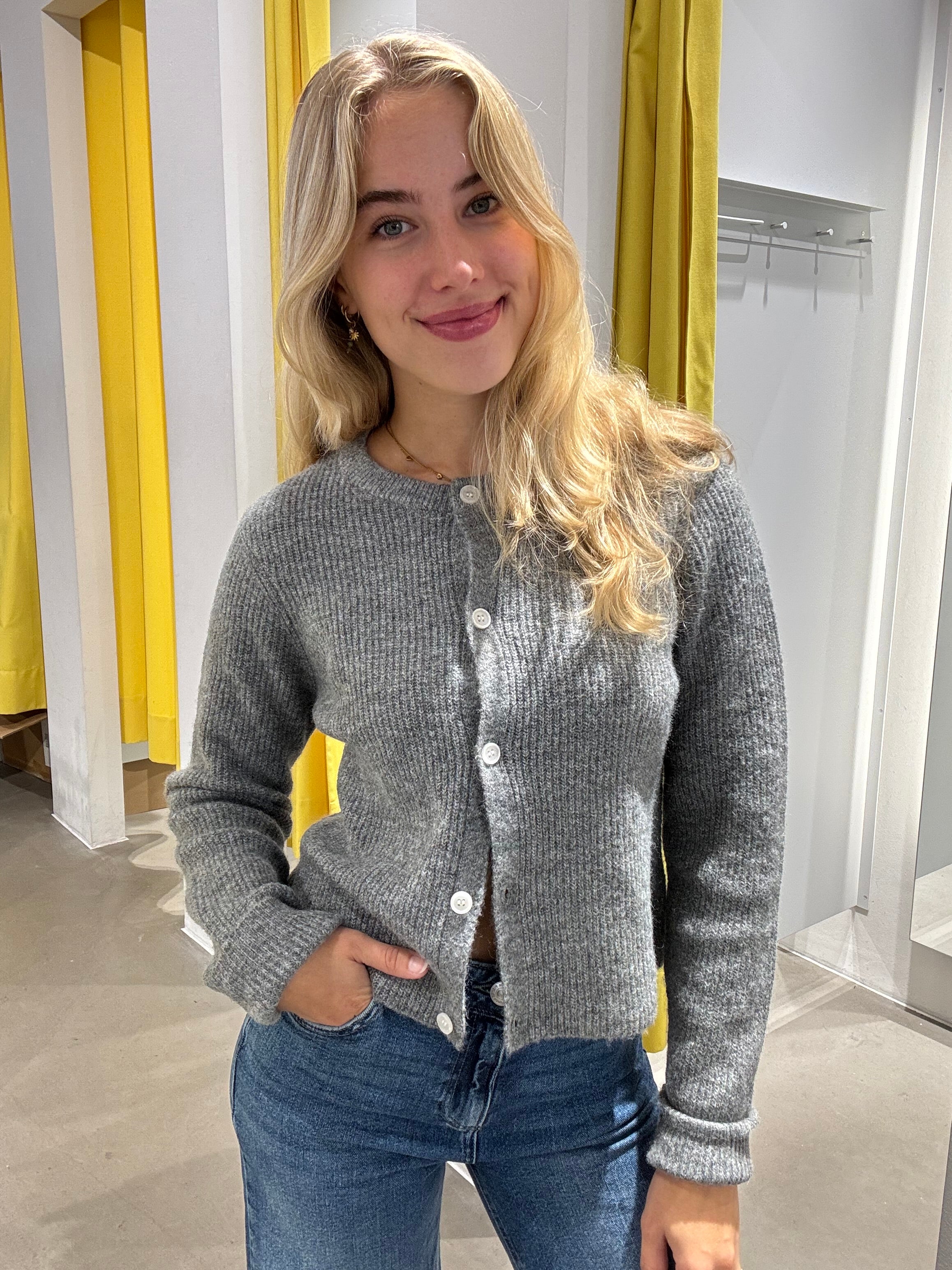 PCSILLY Knit Cardigan - Medium Grey Melange